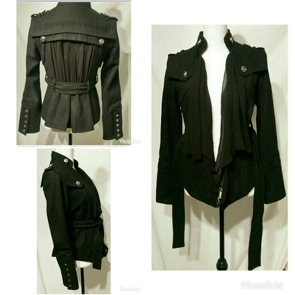 Anthropologie Jackets & Blazers - Anthropologie Ryu Military Black Wool Jacket S XS